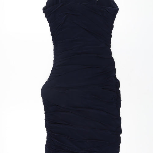 Quiz Womens Blue Polyester Bodycon Size 8 Square Neck Pullover