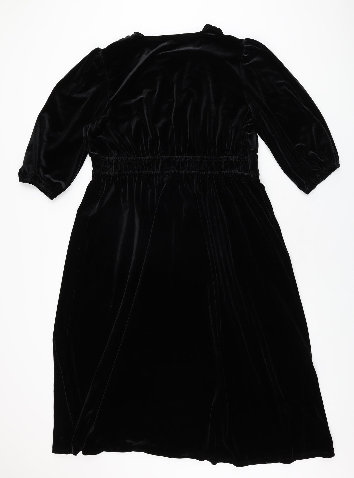 Marks and Spencer Womens Black Polyester A-Line Size 16 V-Neck Pullover