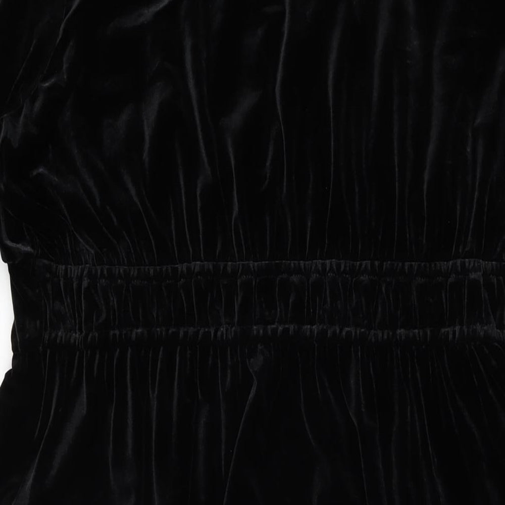 Marks and Spencer Womens Black Polyester A-Line Size 16 V-Neck Pullover