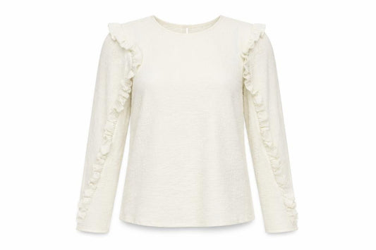 Front view of Object women’s white polyester basic t-shirt, size M, round neck