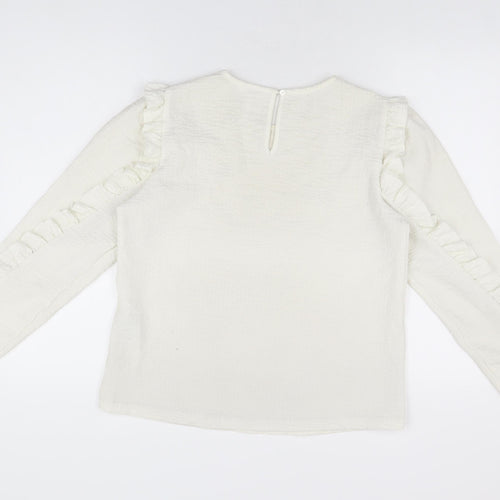 Object Womens White Polyester Basic T-Shirt Size M Round Neck