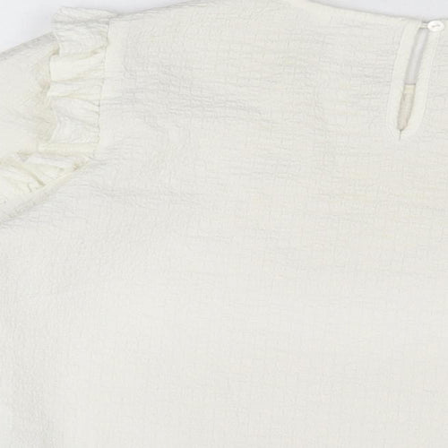 Object Womens White Polyester Basic T-Shirt Size M Round Neck
