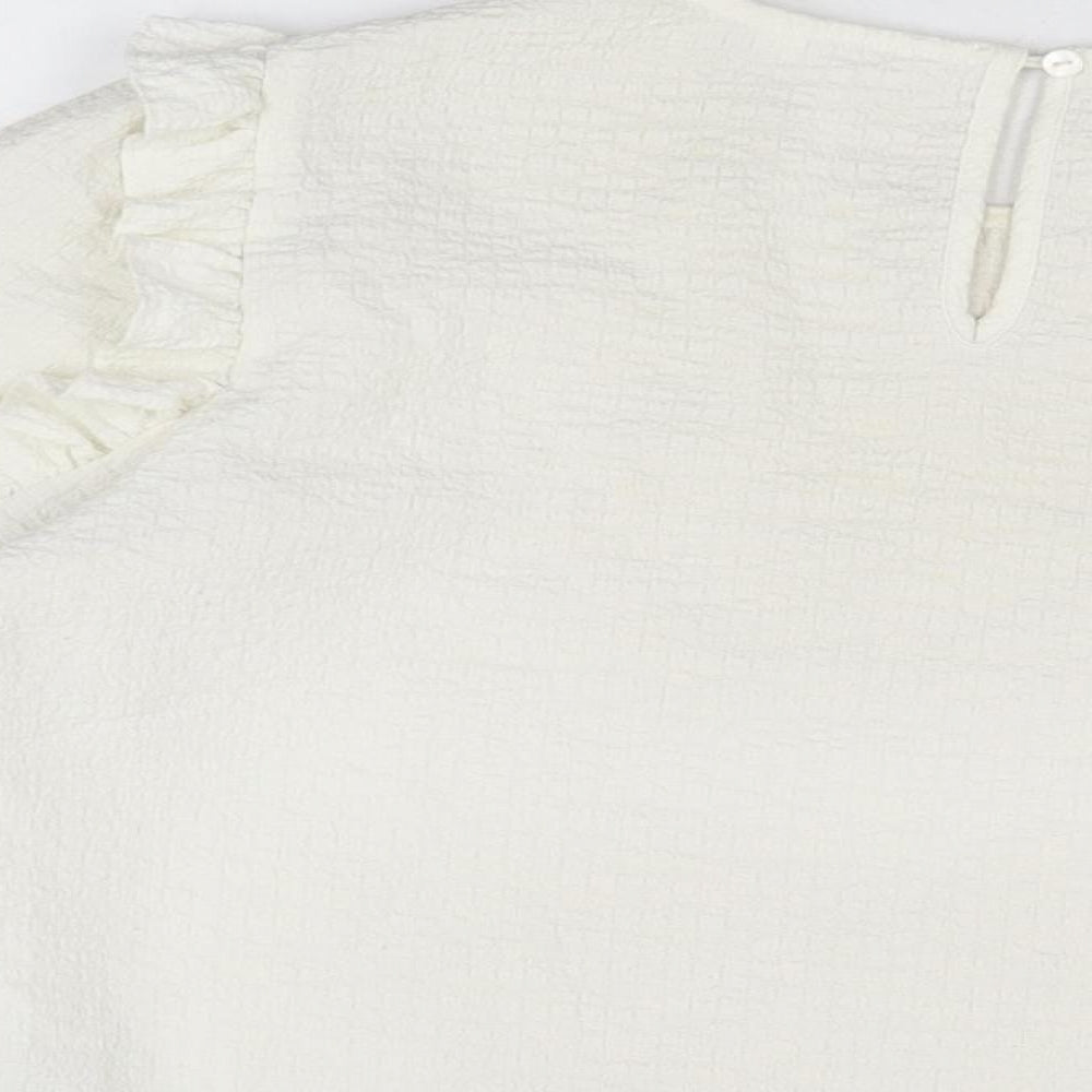 Object Womens White Polyester Basic T-Shirt Size M Round Neck