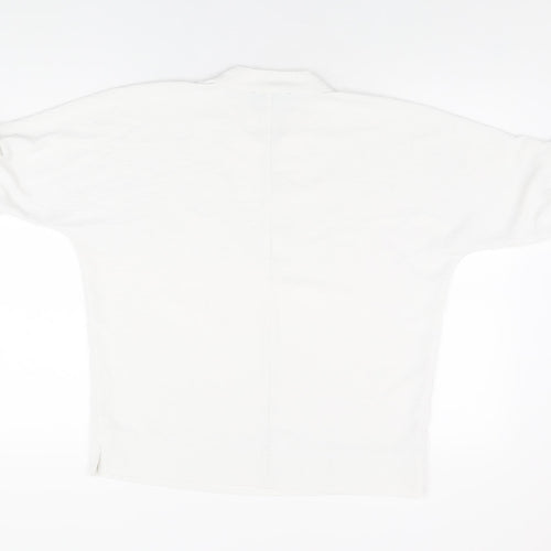 Joan Vass Womens White Polyester Basic Blouse Size S V-Neck