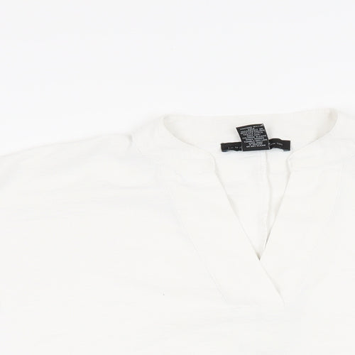 Joan Vass Womens White Polyester Basic Blouse Size S V-Neck