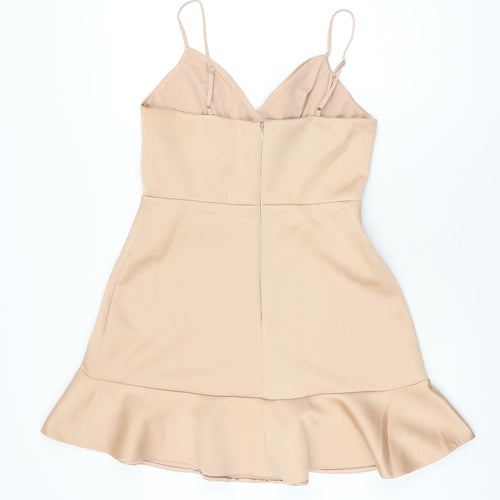 River Island Womens Pink Polyester Mini Size 12 V-Neck Zip