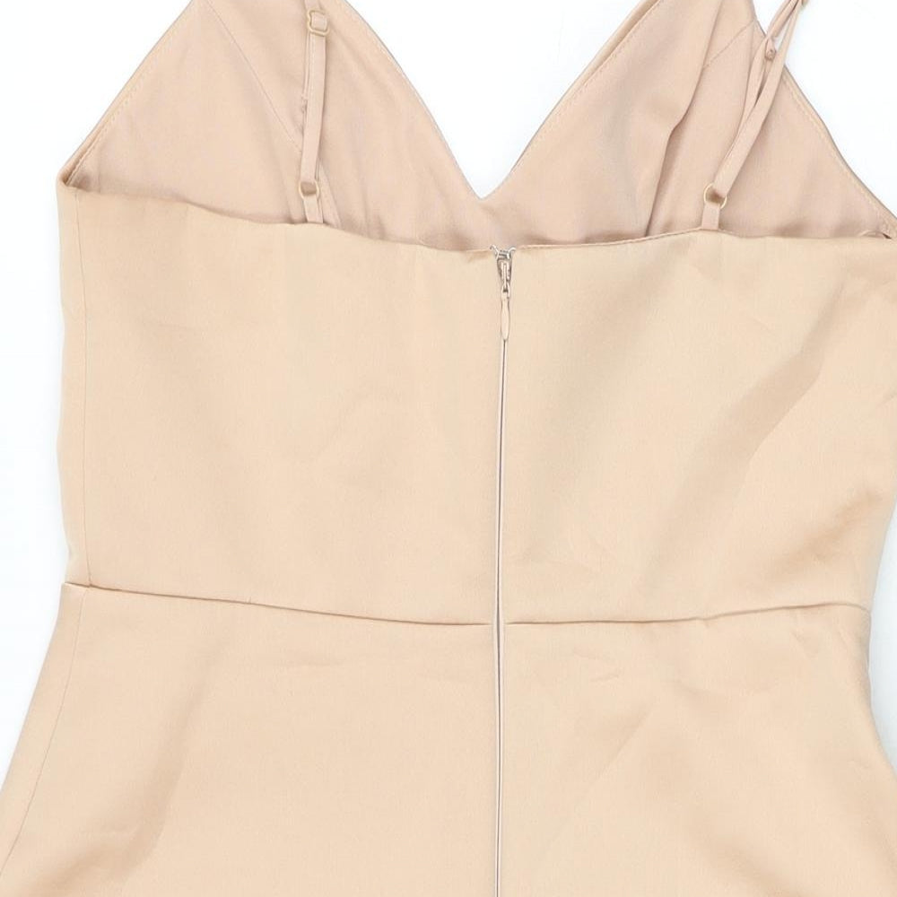 River Island Womens Pink Polyester Mini Size 12 V-Neck Zip