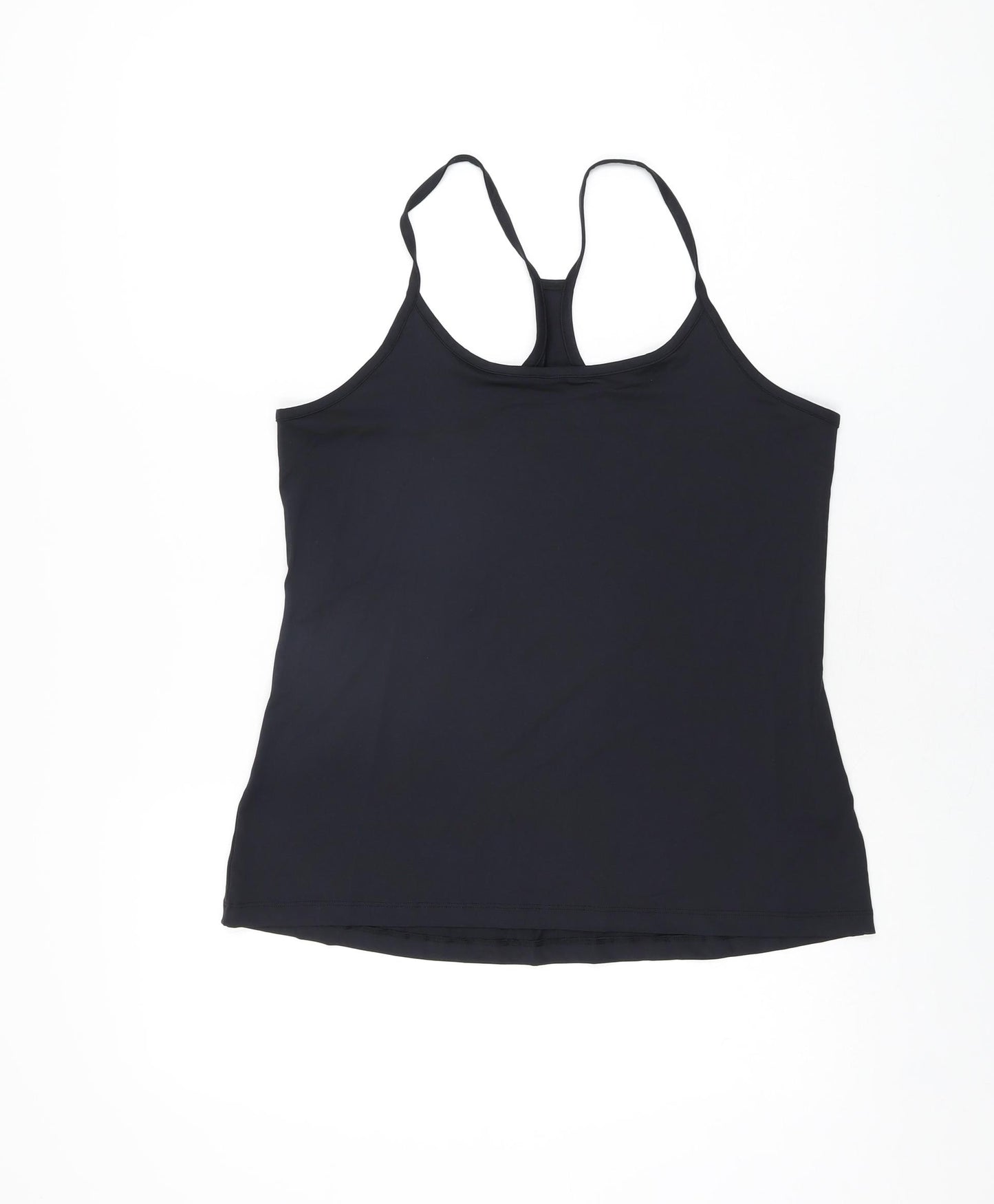 GOODMOVE Womens Black Polyester Basic T-Shirt Size 16 Scoop Neck Pullover