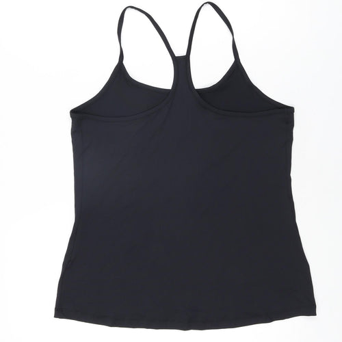 GOODMOVE Womens Black Polyester Basic T-Shirt Size 16 Scoop Neck Pullover