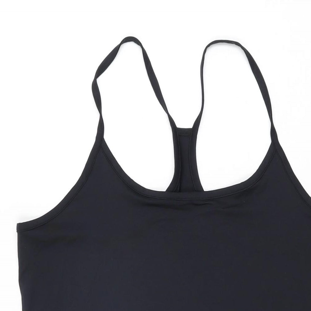 GOODMOVE Womens Black Polyester Basic T-Shirt Size 16 Scoop Neck Pullover