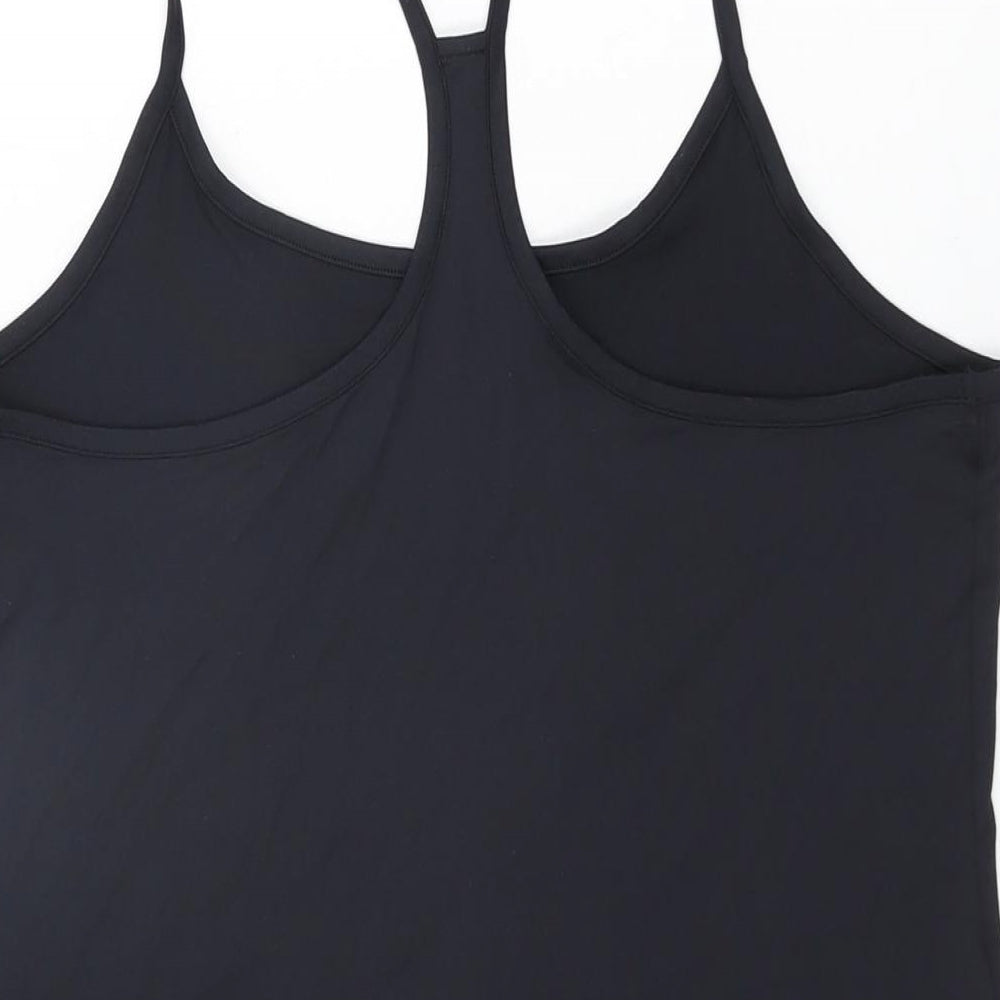 GOODMOVE Womens Black Polyester Basic T-Shirt Size 16 Scoop Neck Pullover