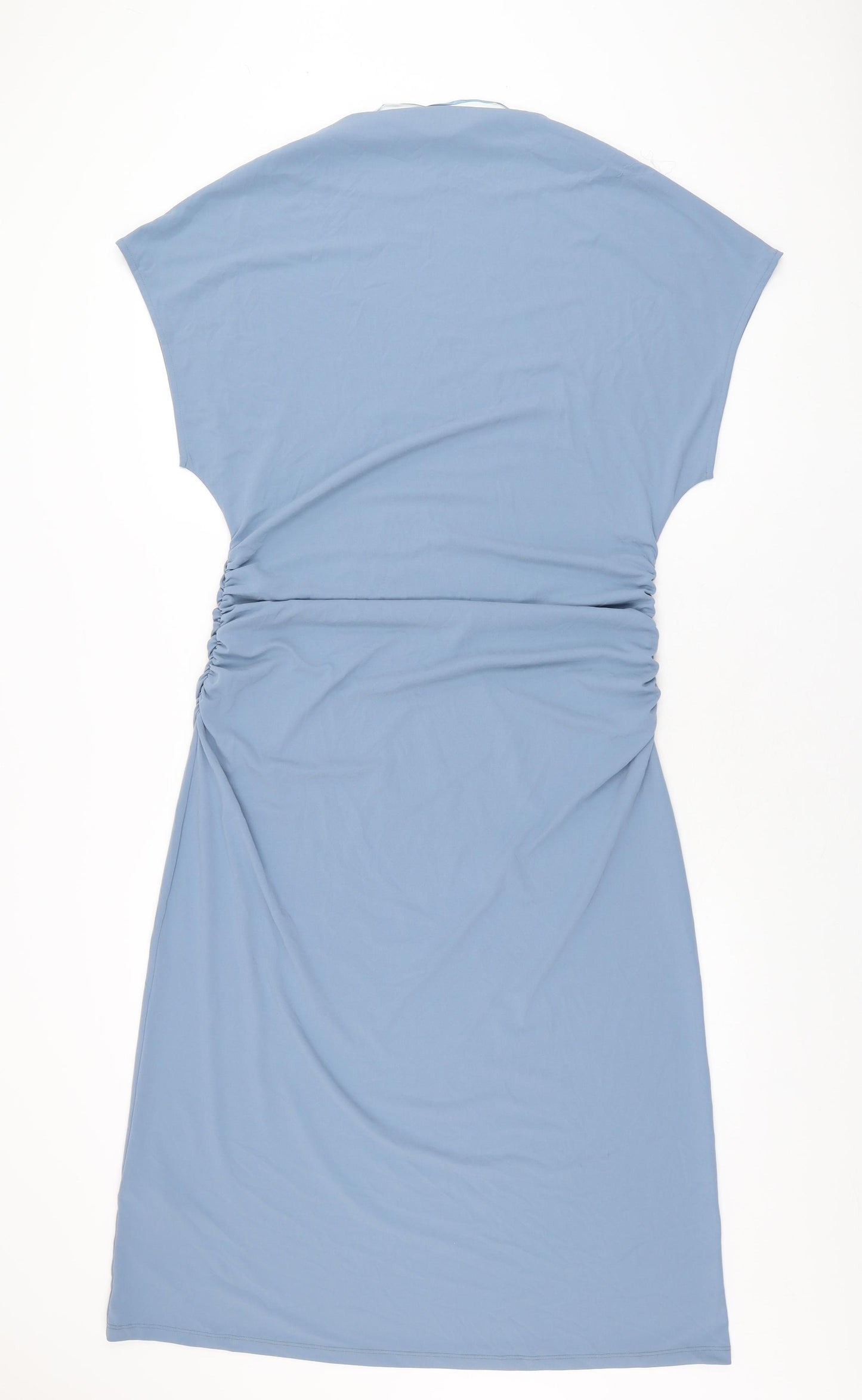 Marks and Spencer Womens Blue Polyester Shift Size 14 Boat Neck Pullover