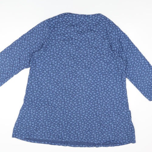 Country Rose Womens Blue Floral Cotton Basic T-Shirt Size XL Round Neck