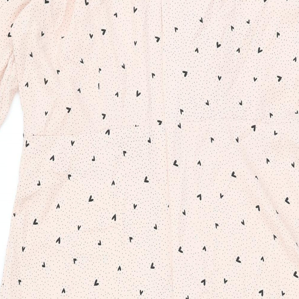 Marks and Spencer Womens Pink Geometric Polyester A-Line Size 12 Round Neck Zip
