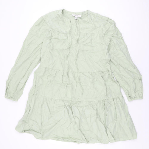 Marks and Spencer Womens Green Lyocell Shift Size 12 V-Neck Pullover
