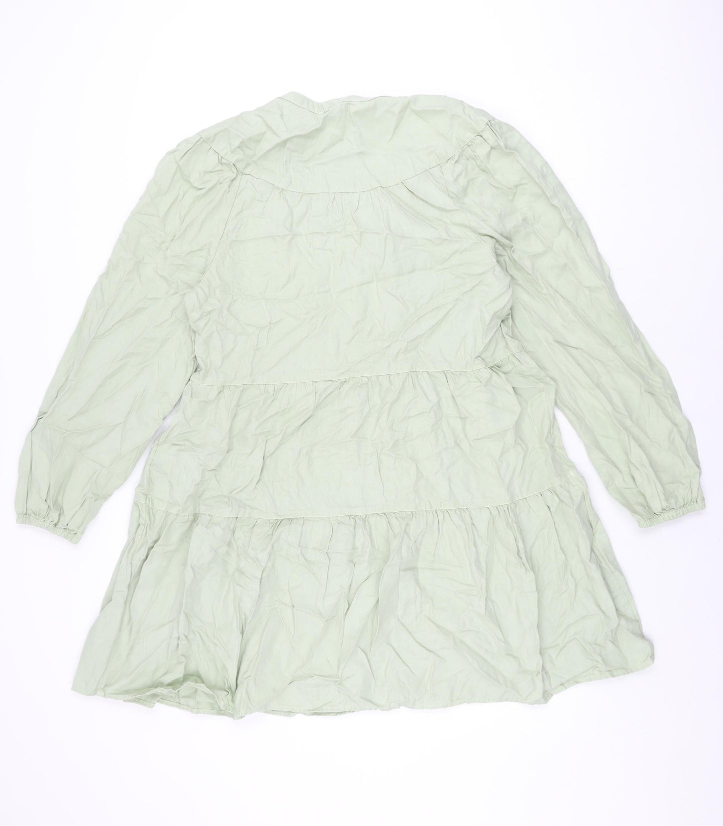 Marks and Spencer Womens Green Lyocell Shift Size 12 V-Neck Pullover