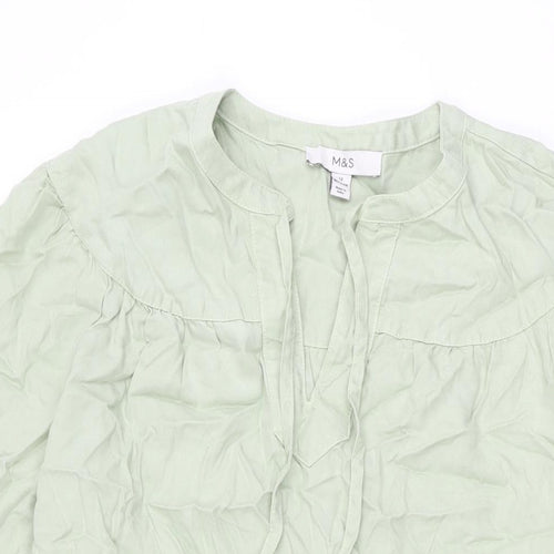 Marks and Spencer Womens Green Lyocell Shift Size 12 V-Neck Pullover