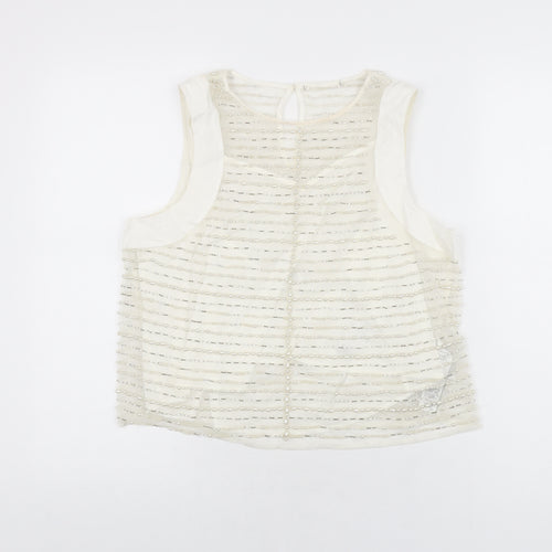 Marks and Spencer Womens White Polyester Basic T-Shirt Size 12 Round Neck