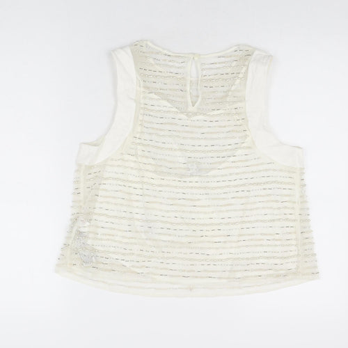 Marks and Spencer Womens White Polyester Basic T-Shirt Size 12 Round Neck