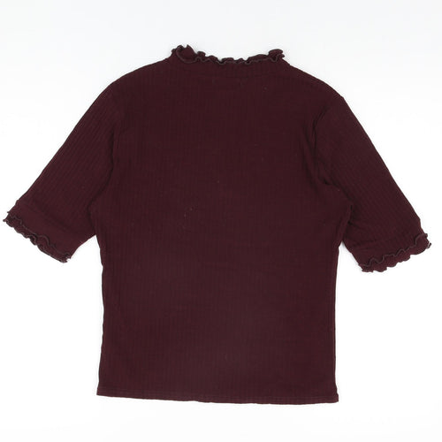 New Look Womens Red Polyester Basic T-Shirt Size 14 Round Neck