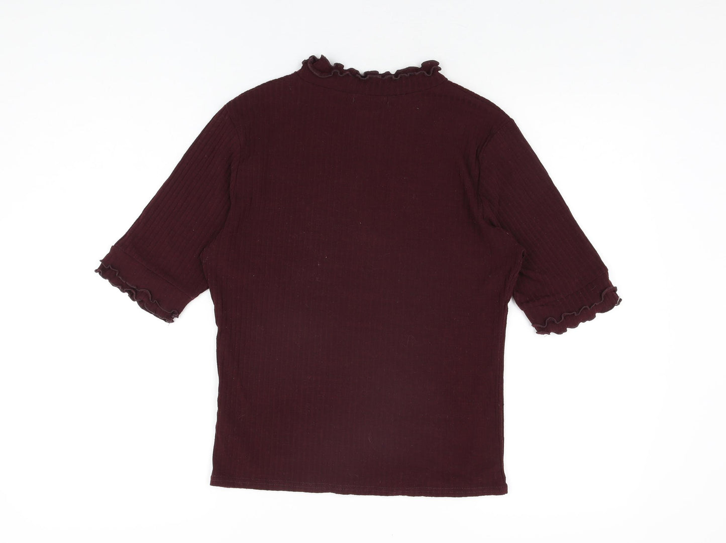 New Look Womens Red Polyester Basic T-Shirt Size 14 Round Neck