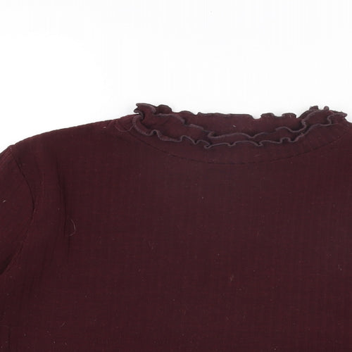 New Look Womens Red Polyester Basic T-Shirt Size 14 Round Neck
