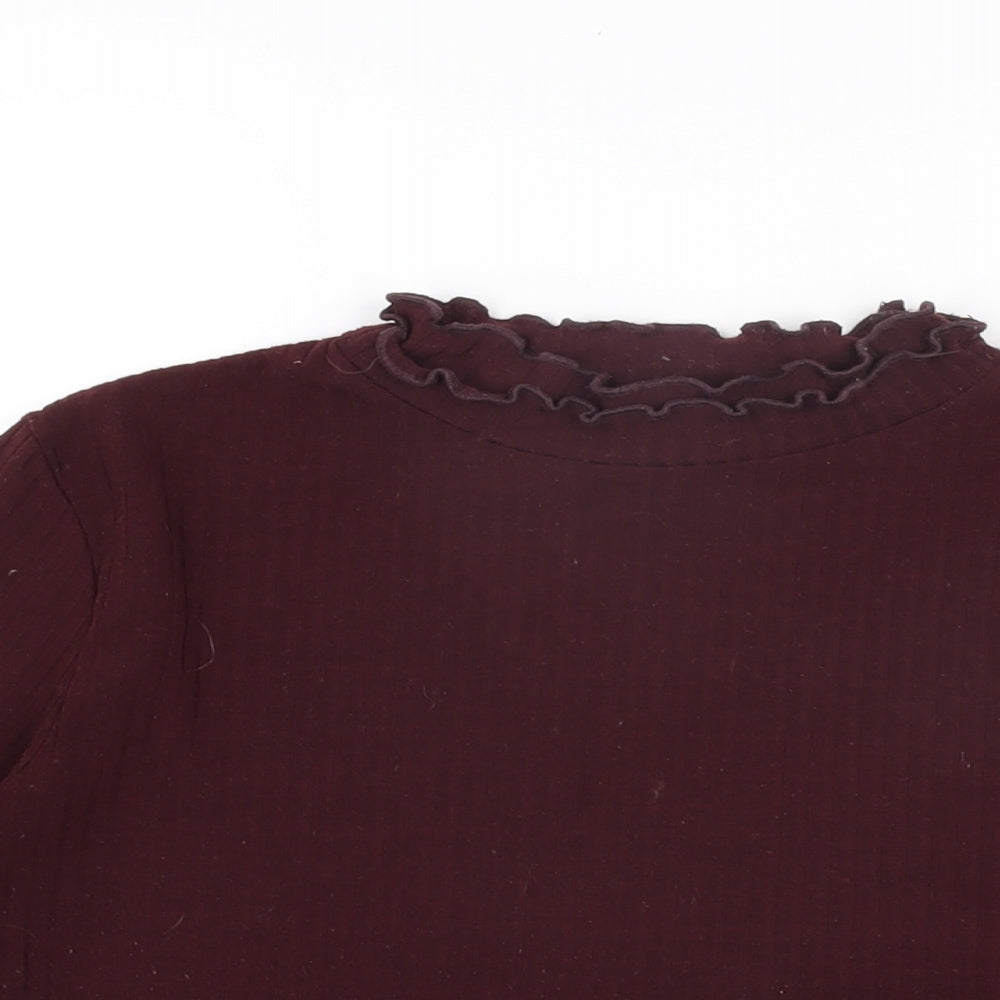 New Look Womens Red Polyester Basic T-Shirt Size 14 Round Neck