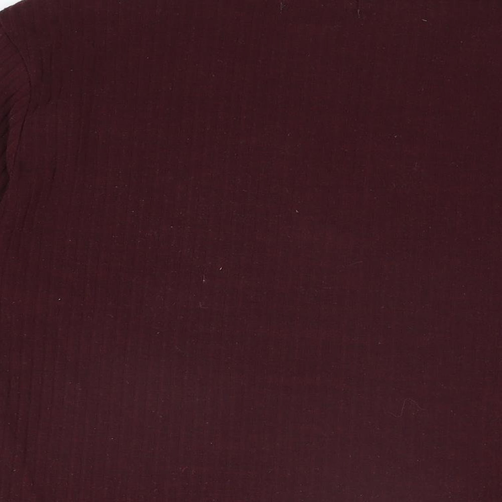 New Look Womens Red Polyester Basic T-Shirt Size 14 Round Neck