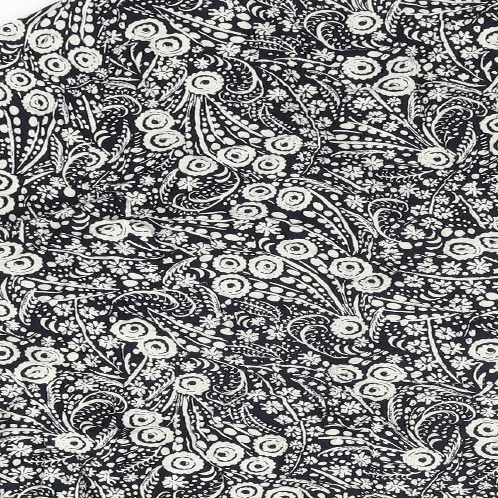 Marks and Spencer Womens Black Floral Cotton Basic Button-Up Size 10 V-Neck