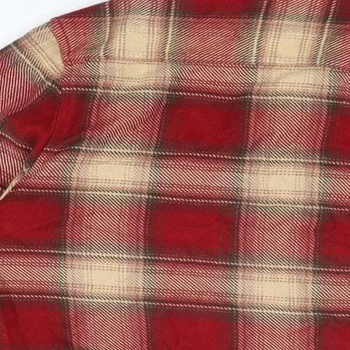 paidinfull Mens Red Plaid Cotton Button-Up Size M Collared Button