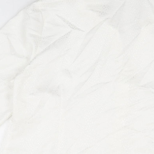 BM Collection Womens White Polyester Basic Button-Up Size 12 Collared