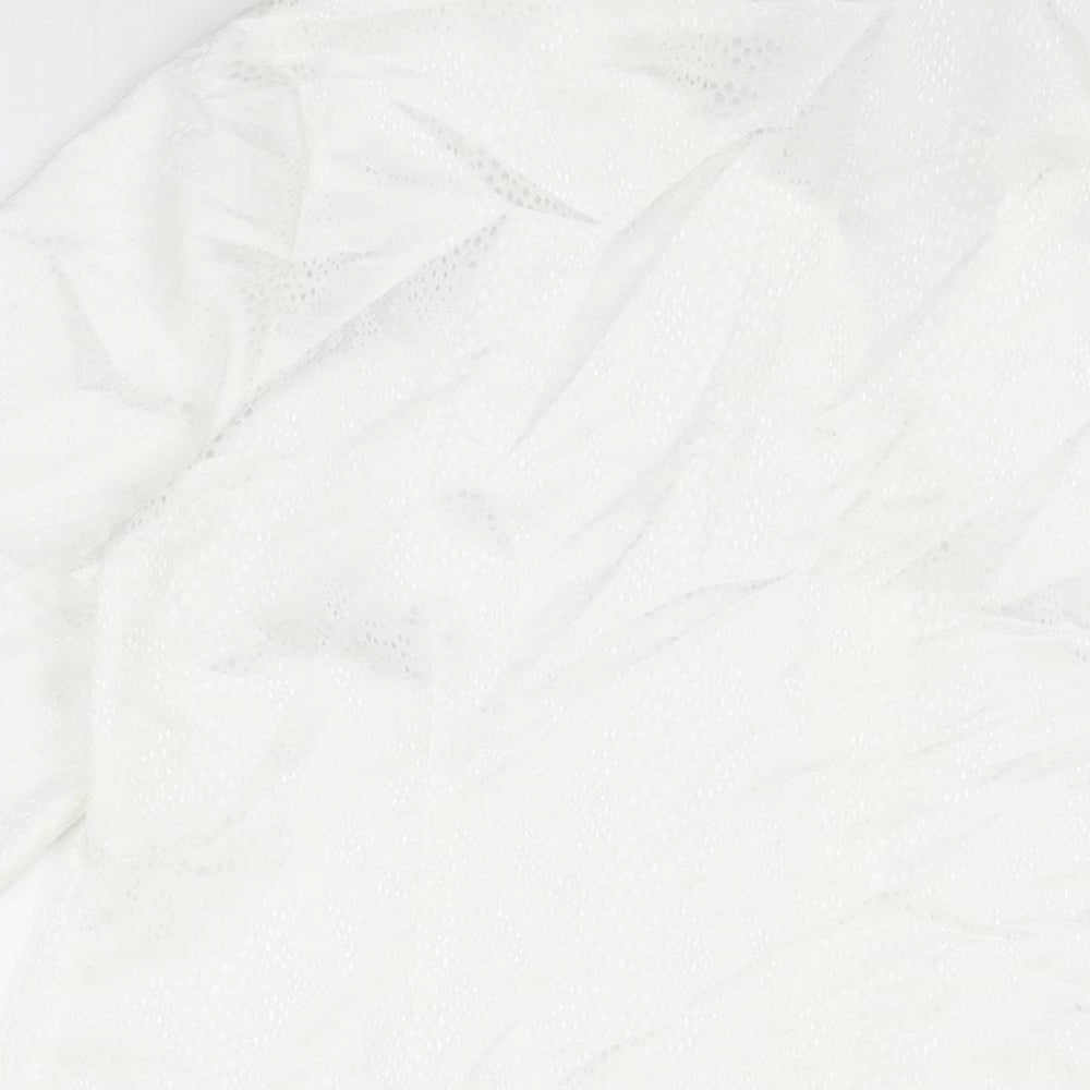 BM Collection Womens White Polyester Basic Button-Up Size 12 Collared