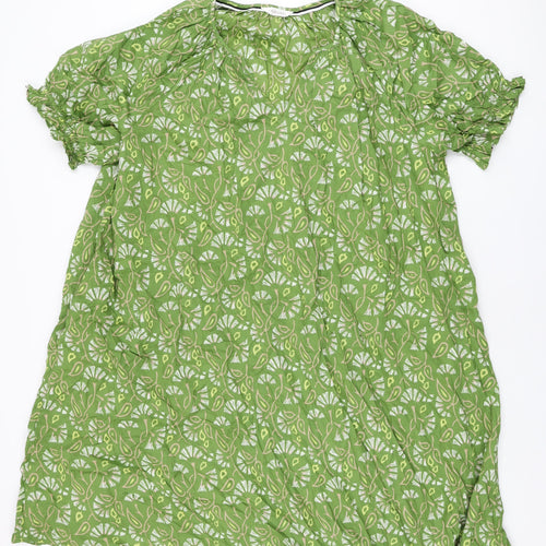Per Una Womens Green Geometric Cotton Shift Size 22 V-Neck Pullover