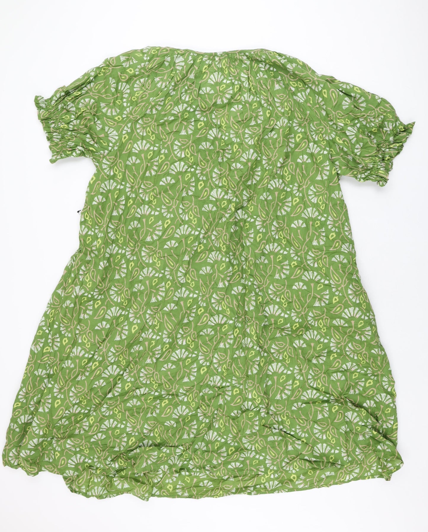 Per Una Womens Green Geometric Cotton Shift Size 22 V-Neck Pullover