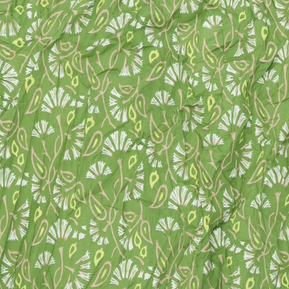 Per Una Womens Green Geometric Cotton Shift Size 22 V-Neck Pullover