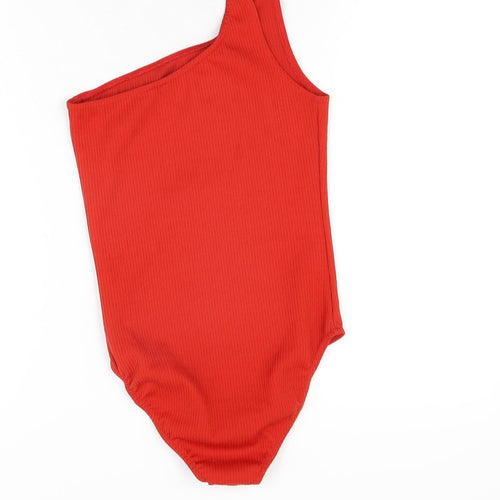 Miss Selfridge Womens Red Polyester Bodysuit One-Piece Size 6 Snap