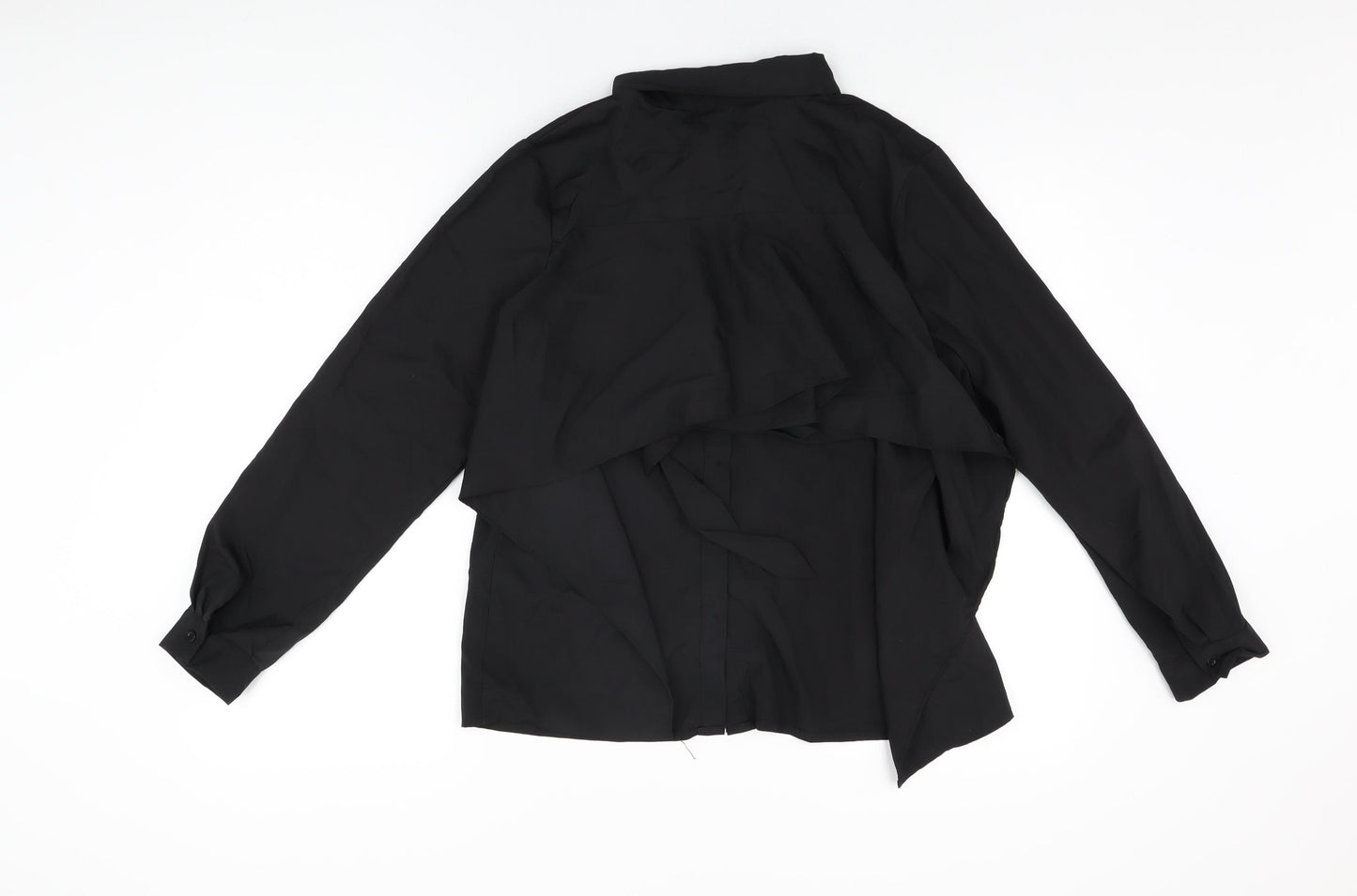 Booho Womens Black Polyester Basic Button-Up Size 14 Collared