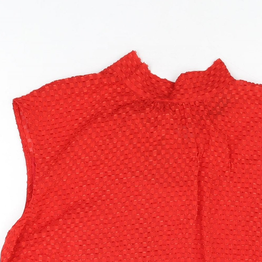 NEXT Womens Red Polyester Basic Blouse Size 18 Round Neck