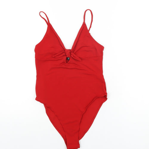 H&M Womens Red Polyester Bodysuit One-Piece Size M Snap