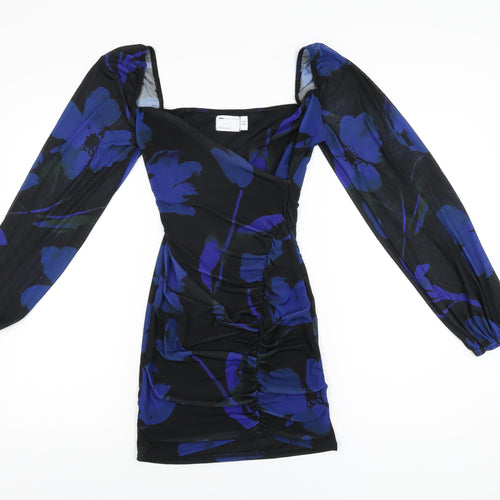 ASOS Womens Black Floral Polyester Bodycon Size 6 Sweetheart Pullover
