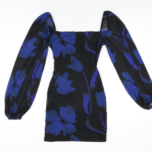 ASOS Womens Black Floral Polyester Bodycon Size 6 Sweetheart Pullover