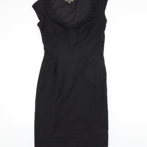 Fever Womens Black Polyester Bodycon Size 8 Scoop Neck Zip