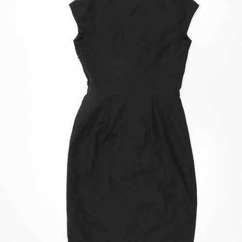 Fever Womens Black Polyester Bodycon Size 8 Scoop Neck Zip