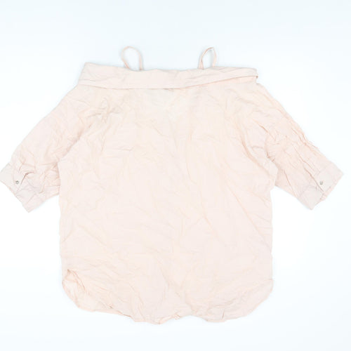 River Island Womens Pink Cotton Basic Button-Up Size 12 Collared