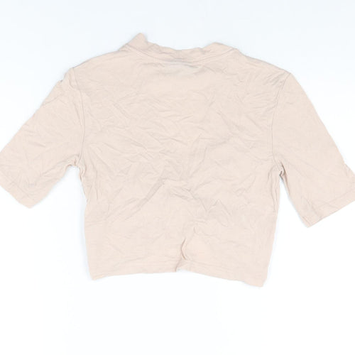 Topshop Womens Pink Viscose Cropped T-Shirt Size 10 V-Neck