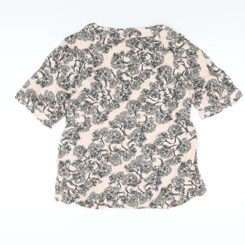 RJR.John Rocha Womens Pink Floral Viscose Basic T-Shirt Size 12 Round Neck