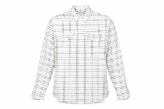 Front view of PRETTYLITTLETHING women’s white geometric polyester basic button-up, size UK 8, collared