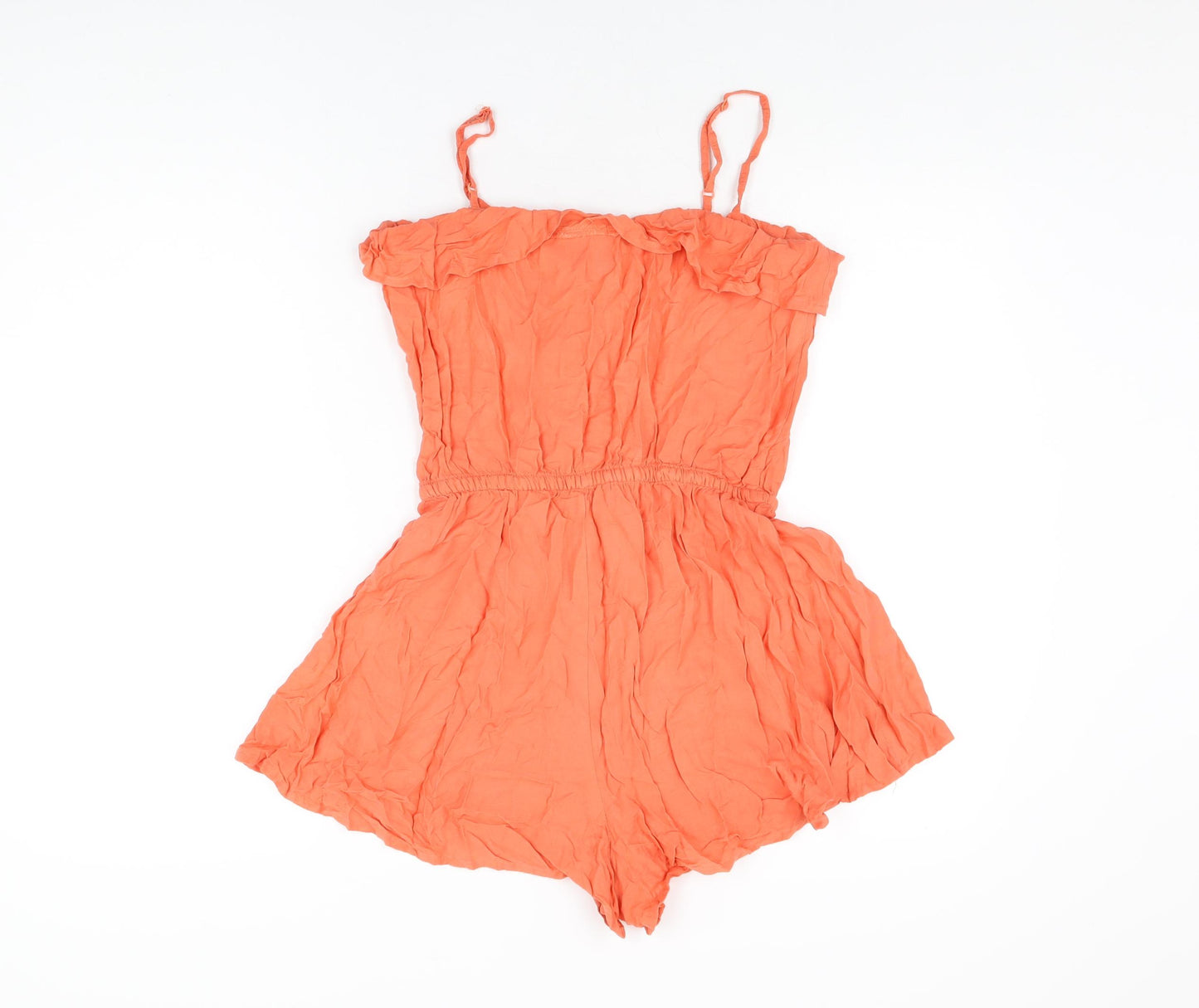 H&M Womens Orange Viscose Playsuit One-Piece Size 8 L3 in Drawstring