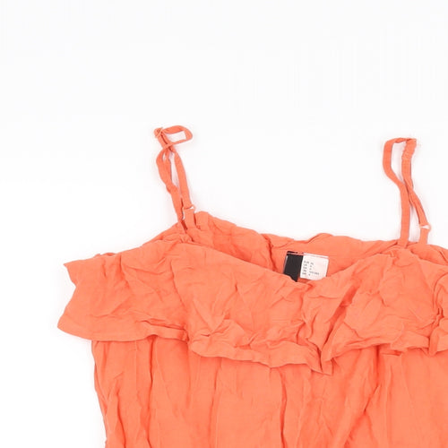 H&M Womens Orange Viscose Playsuit One-Piece Size 8 L3 in Drawstring