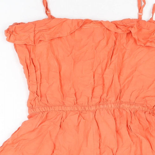 H&M Womens Orange Viscose Playsuit One-Piece Size 8 L3 in Drawstring
